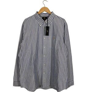 NWT Octobers Very Own Vertical Stripe LS Monogram Logo Woven Shirt mens size XXL